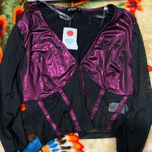 Metallic shine mesh crop top going out top new